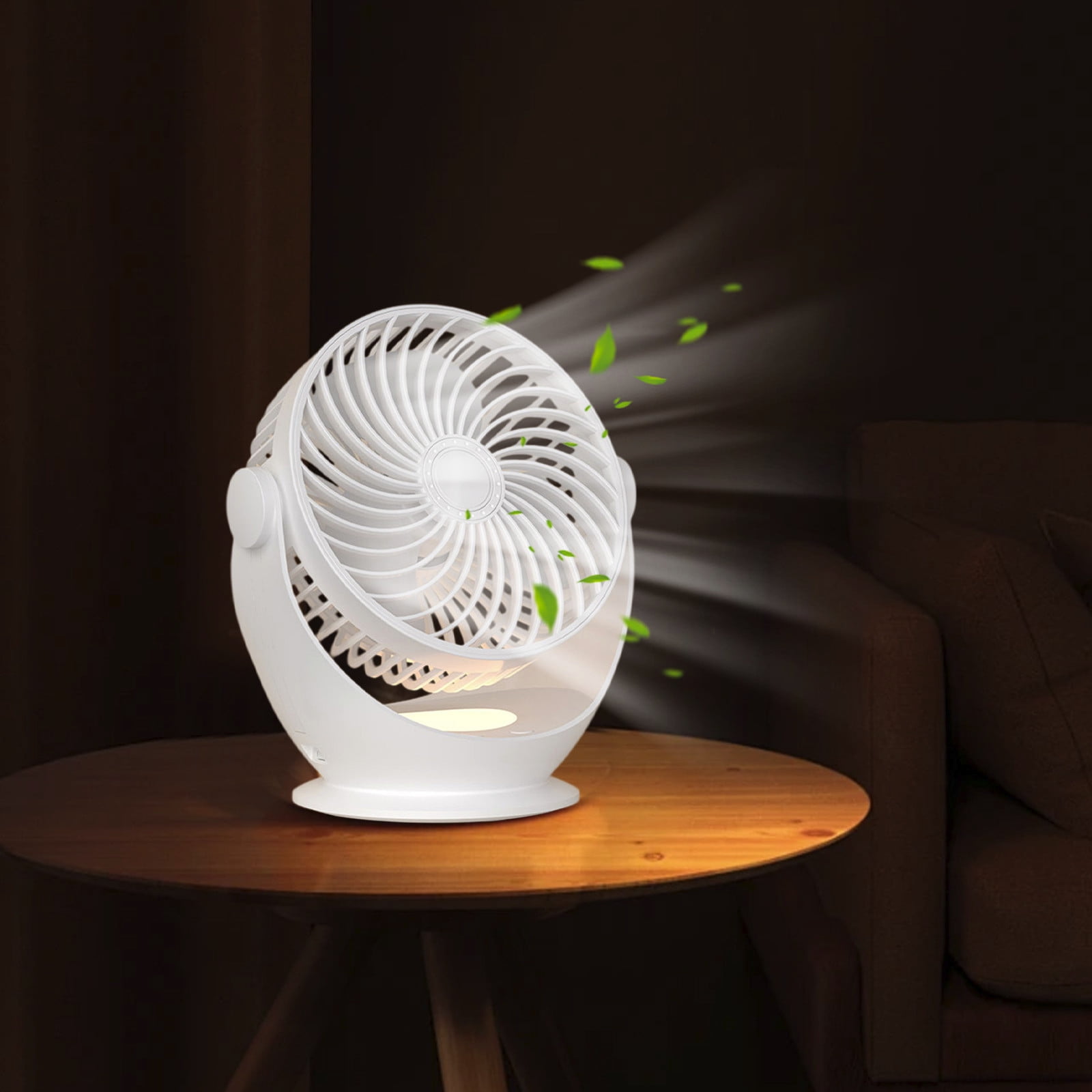Desk Air Circulator Fan with Night Light, Small but Powerful 3 Speed Adjustable Tilt Table Fan for Home Dorm Office Bedroom Kitchen
