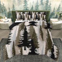 Homewish Brown Pine Tree Full Size Comforter Sets, Vintage Western Countryside Bedding Comforter Set, Teens Adult Men Reversible Bedding Sets, Ultra Soft Bedroom Decor, 3 Pieces