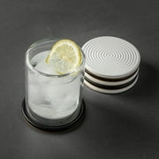 Thyme & Table 6 pack Ceramic Ribbed Coaster Set, Black