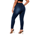 thumbnail image 5 of Jack David Women's Plus Size Ripped Destroy Blue Denim Roll up Distressed Jeans Pants, 5 of 5