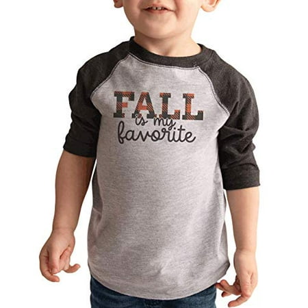 

7 ate 9 Apparel Kids Fall is My Orange Plaid Raglan Grey