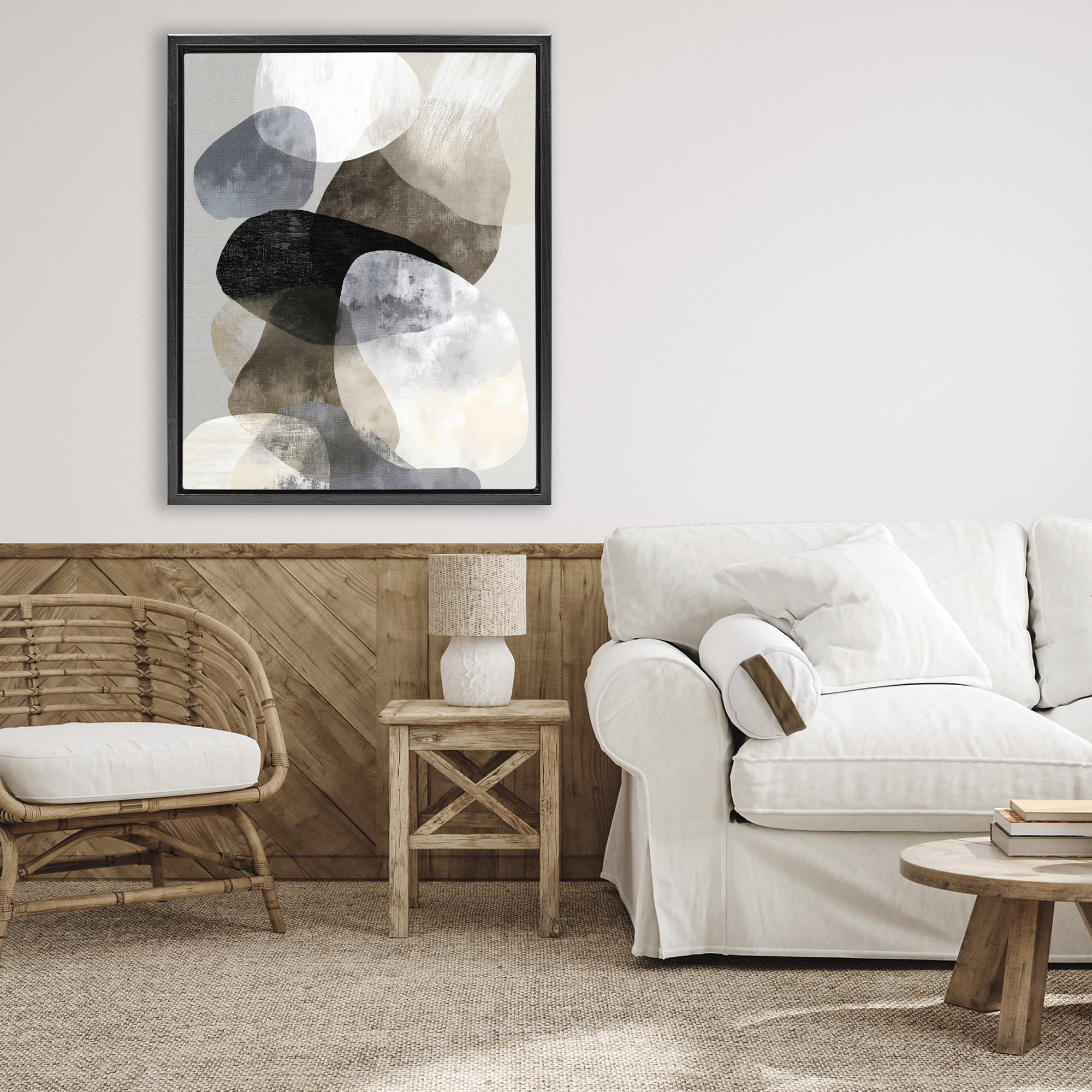 Stupell Industries Thoughts In Muted Layers Black Framed Floater Canvas Wall Art, design by Ink Drop Loft