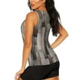 thumbnail image 3 of Bixox Women's Wooden Texture Printed Sleeveless Fitness Workout Running Quick-Dry Tank Top, 3 of 7