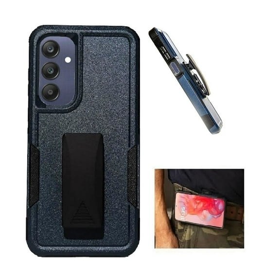 Compatible Case for Samsung Galaxy A17 5G/ Samsung Galaxy A26 5G, Blue Shockproof 360° Rotating Belt Clip Case Cover with Kickstand