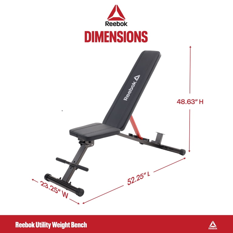Reebok Adjustable Utility Bench – 600 lb Capacity, 6-Position