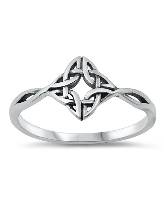 Celtic Design Oxidized Sterling Silver Ring Size 8