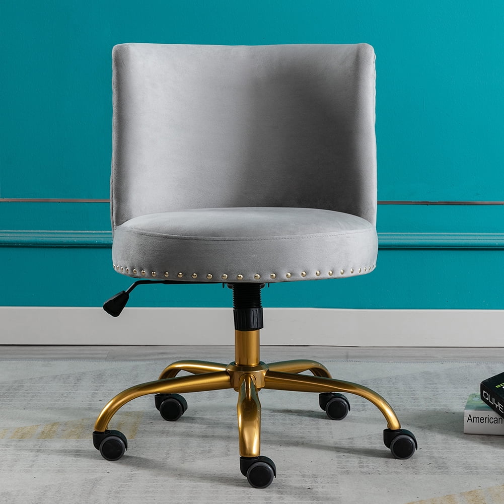 Private Jungle Velvet Home Office Desk Chair, Swivel Accent Chair for Living Room and Bedroom, Grey