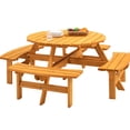 thumbnail image 4 of 8-Person Round Outdoor Dining Table | Accommodates Friends and Family | Crafted from Fir Wood | High Weight Capacity for Long-Lasting Use, 4 of 5