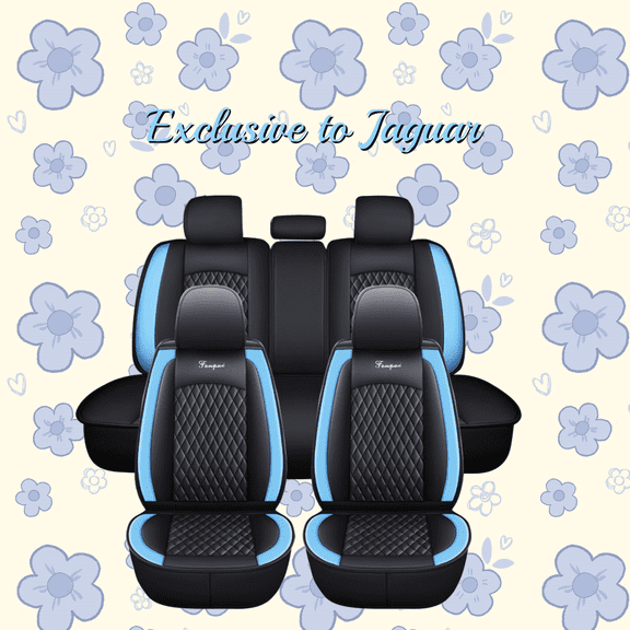 Tuqiang Car Seat Covers for Jaguar for XJ 1968-2019 5-seater Leather Auto Seat Protector, Waterproof Scratch-resistant Luxury Auto Seat Cushion Protector, Seat Cushion Cover Black and Blue