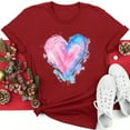 thumbnail image 2 of Fartey Plus Size Valentine's Day Shirt for Women Funny Love Heart Print Short Sleeve Crewneck Tees Loose Fit Casual Holiday Tshirt Fashion Party Tops Red 3XL, 2 of 6