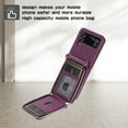 thumbnail image 2 of SaniMore for Samsung Galaxy Z Flip 4 Buisness Case, Zipper Purse [Card Holders] Magnetic Clasp Kickstand Wrist/Crossbody Chain Lanyard PU Leather Wear-resistant Full Protective Wallet Shell Darkpurple, 2 of 9