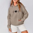 thumbnail image 3 of Gibobby Sudadera oversize mujer, Sudadera de manga larga para mujer, bloque de color, con capucha y cordón(Caqui,M), 3 of 4