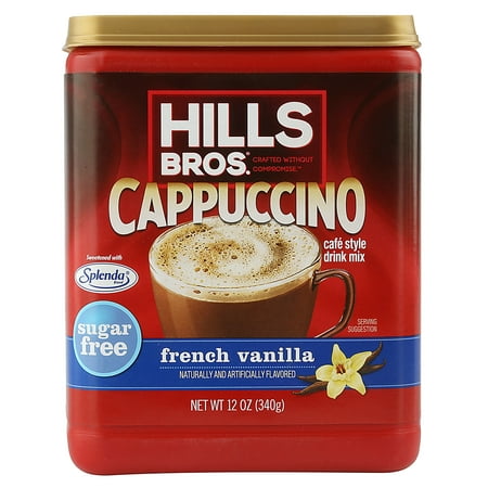 (2 Pack) Hills Bros. French Vanilla Cappuccino Instant Coffee Powder Drink Mix Sugar-Free, 12 Ounce (Best Instant Cappuccino Mix)