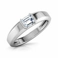 thumbnail image 2 of HeartsAndYou 1.1ct Engagement Ring for Women Emerald Cut Moissanite Solitaire Design 18k White Gold Over Silver, 2 of 9