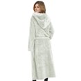 thumbnail image 5 of Women’s Long Fuzzy Hoodie Robe and Short Plush Hooded Bathrobe, Cozy and Warm Silver One Size, 5 of 7