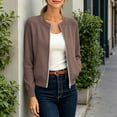 thumbnail image 5 of Zeijnsda Women's Short Coats Casual Crew Neck Long-Sleeved Outercoats Womens Solid Color Zip-Up Jackets Thin Comfy Spring Outfits Cardigan, 5 of 9
