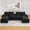 Black-Oversized, variant on 125'' U Shaped Cloud Modular Sectional Sofa with Chaise Lounges, Chenille Upholstered Comfy Couch with Storage Console, USB Charging Ports & Cup Holders, Modern Deep Seat Sofa for Living Room, Beige