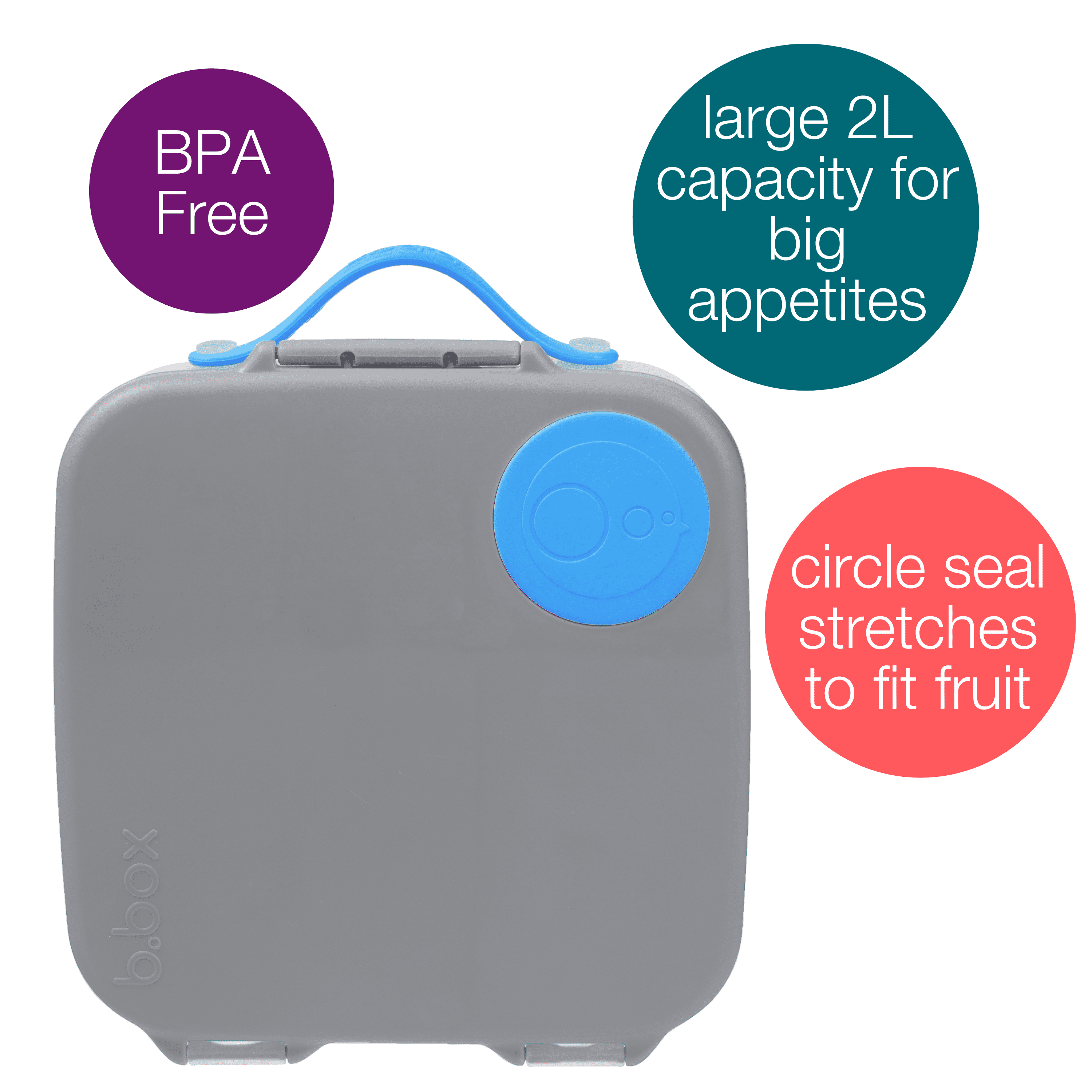 b.box Lunch Box for Kids - 4 Compartment Lunchbox (Blue Slate)