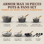 Granitestone Armor Max 14 Pc Pots and Pans Set Non Stick, Induction Cookware Sets, Kitchen Cookware Sets, Nonstick Cookware Set, Non Stick Pot and Pan Set, Hard Anodized, Oven and Dishwasher Safe