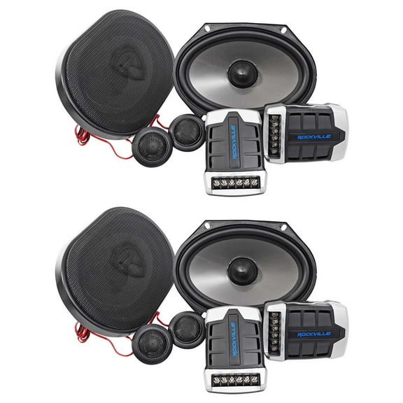 2 Pairs Rockville RV68.2C 6x8/5x7 Component Car Speakers 1800 Watts/340w RMS CEA