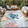 thumbnail image 2 of Coastal Turtle Outdoor Rug for Patio/Deck/Porch, Non-Slip Large Area Rug 5 x 8 Ft, Nautical Ocean Coral Jellyfish Seashells Indoor Outdoor Rugs Washable Area Rugs, Camping Rug Carpet Runner, 2 of 8