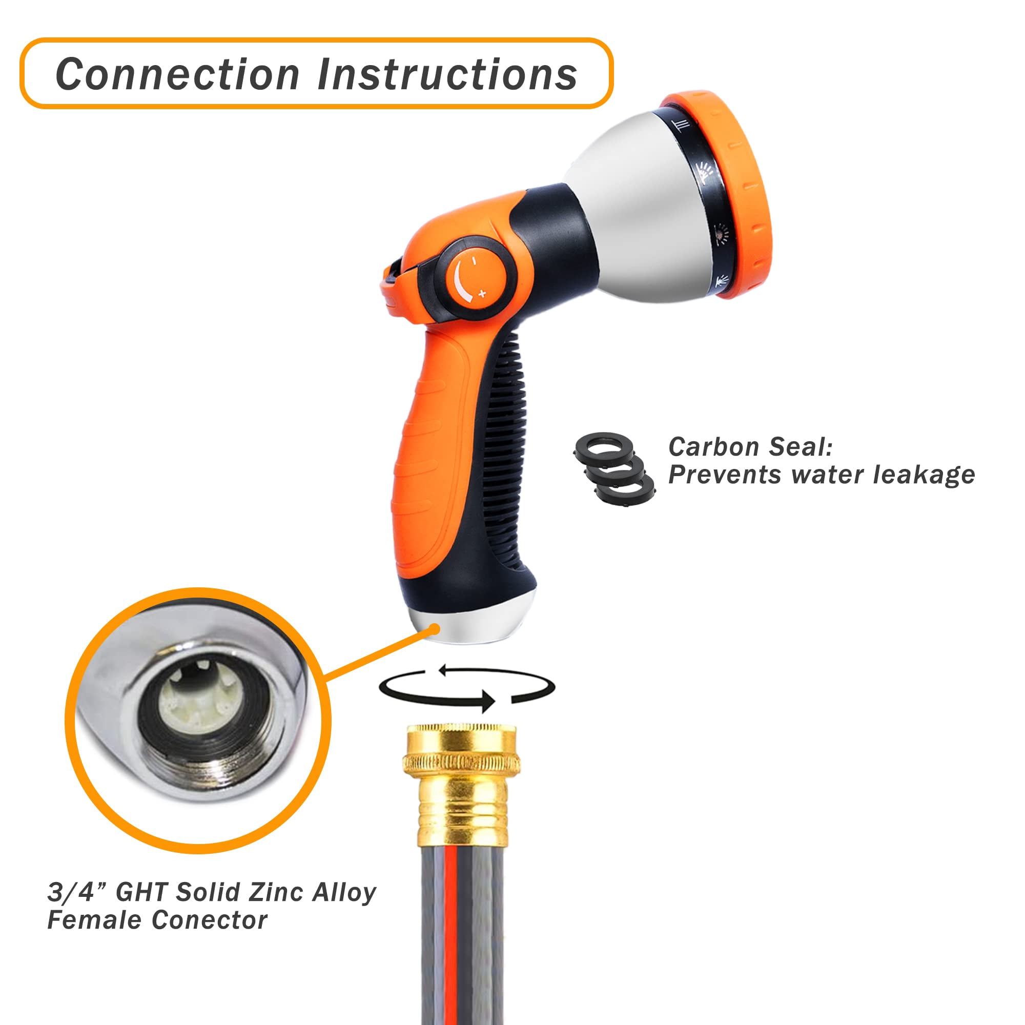 Water Hose Nozzle Sprayer Heavy Duty Comes With Adjustable 10 Spray Pattern Thumb Control Valve Garden Hose Sprayer Outdoor Pets Garden Hose Nozzle Water Sprayer Hose Sprayer Nozzle Hose Gun