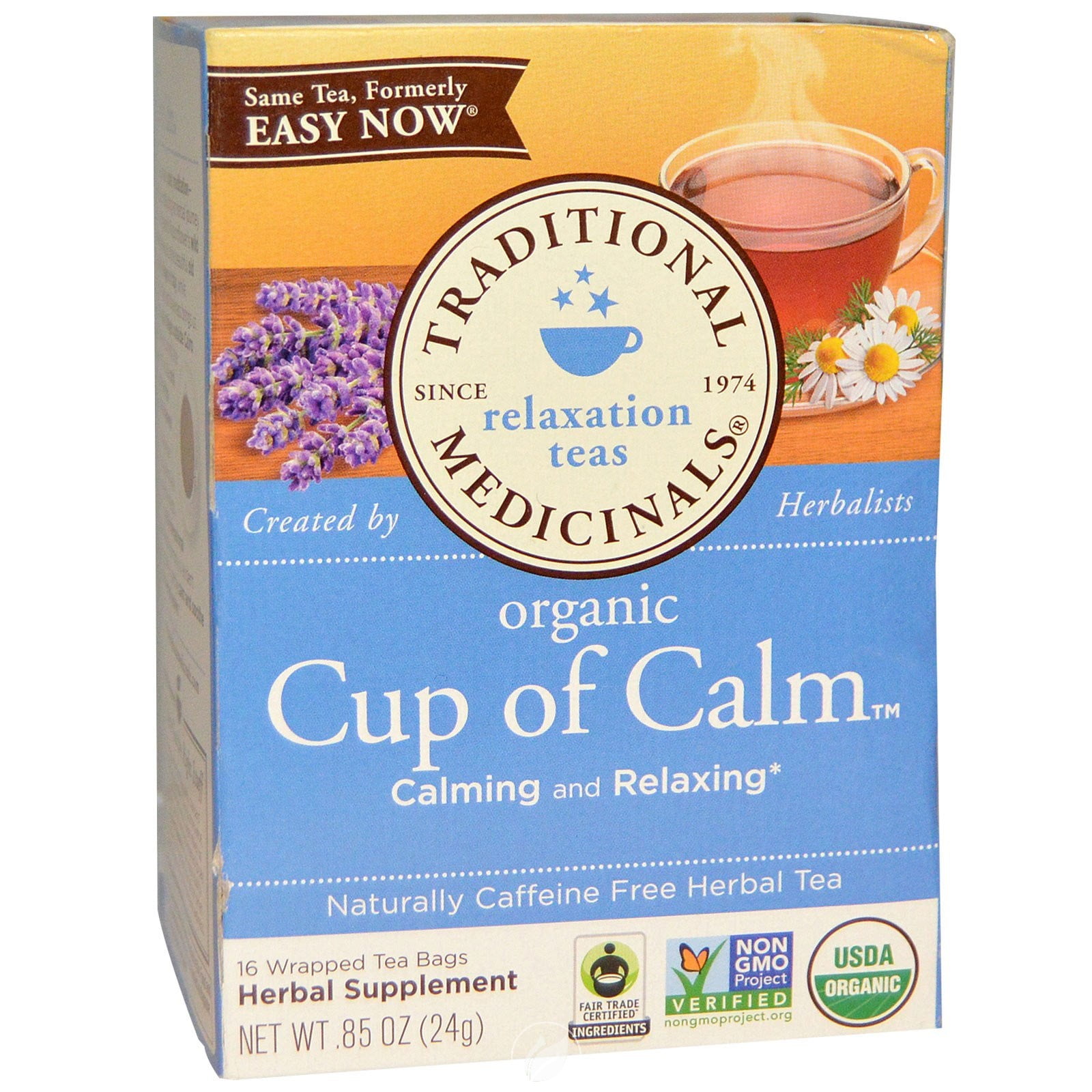 Organic Cup of Calm 16 Bags by Traditional Medicinals Teas, Pack of 2 