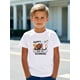 thumbnail image 1 of Boys' "Happy 1st Day of School" Football Graphic T-Shirt - Casual Cotton Short Sleeve Tee with Eagle & Ball Design, Perfect for Spring/Summer Sports Celebrations, Football Party Decorat, 1 of 7