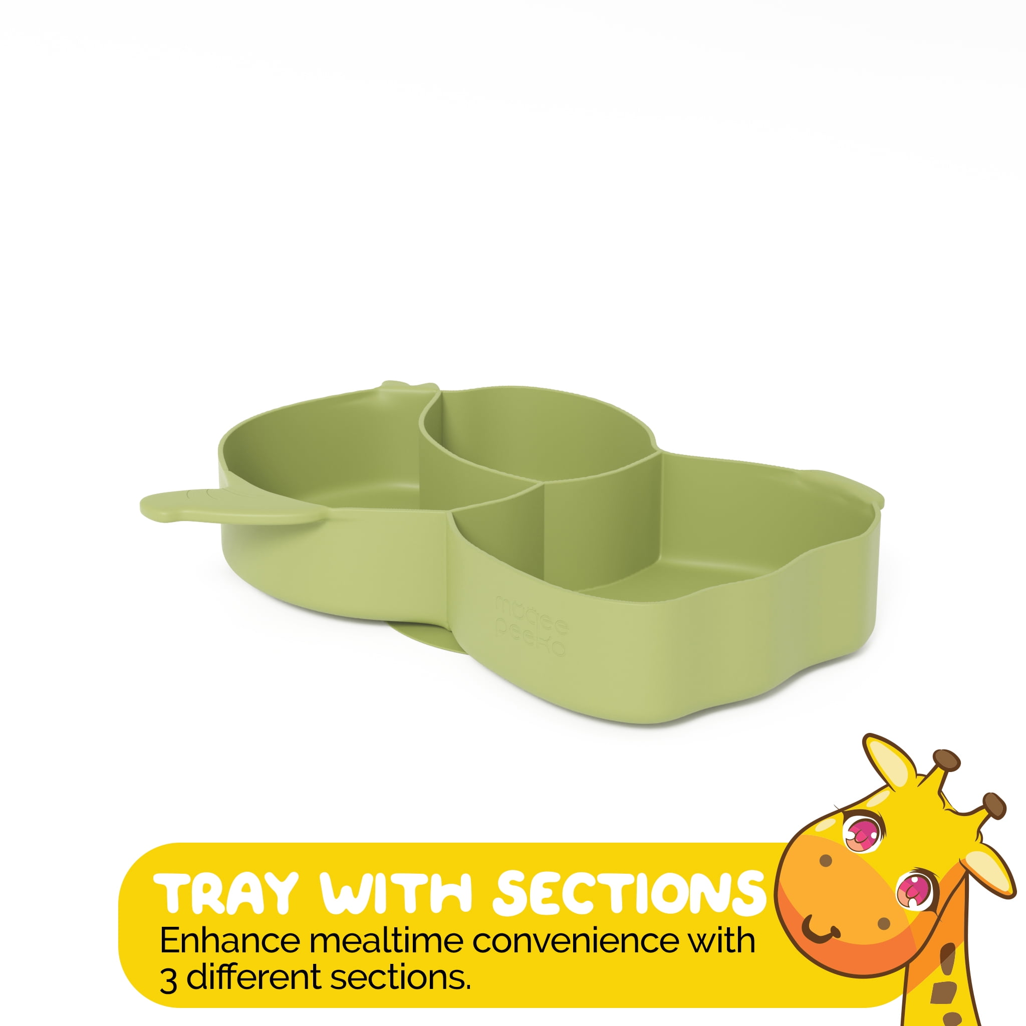 Muqee Peeko Baby Led Weaning Dining Set in Green Color made of Food Grade Silicone - (3 Piece Set)