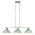 thumbnail image 2 of Golden Lighting Kinsley 3-light Island Light in Antique Teal shade, 2 of 11
