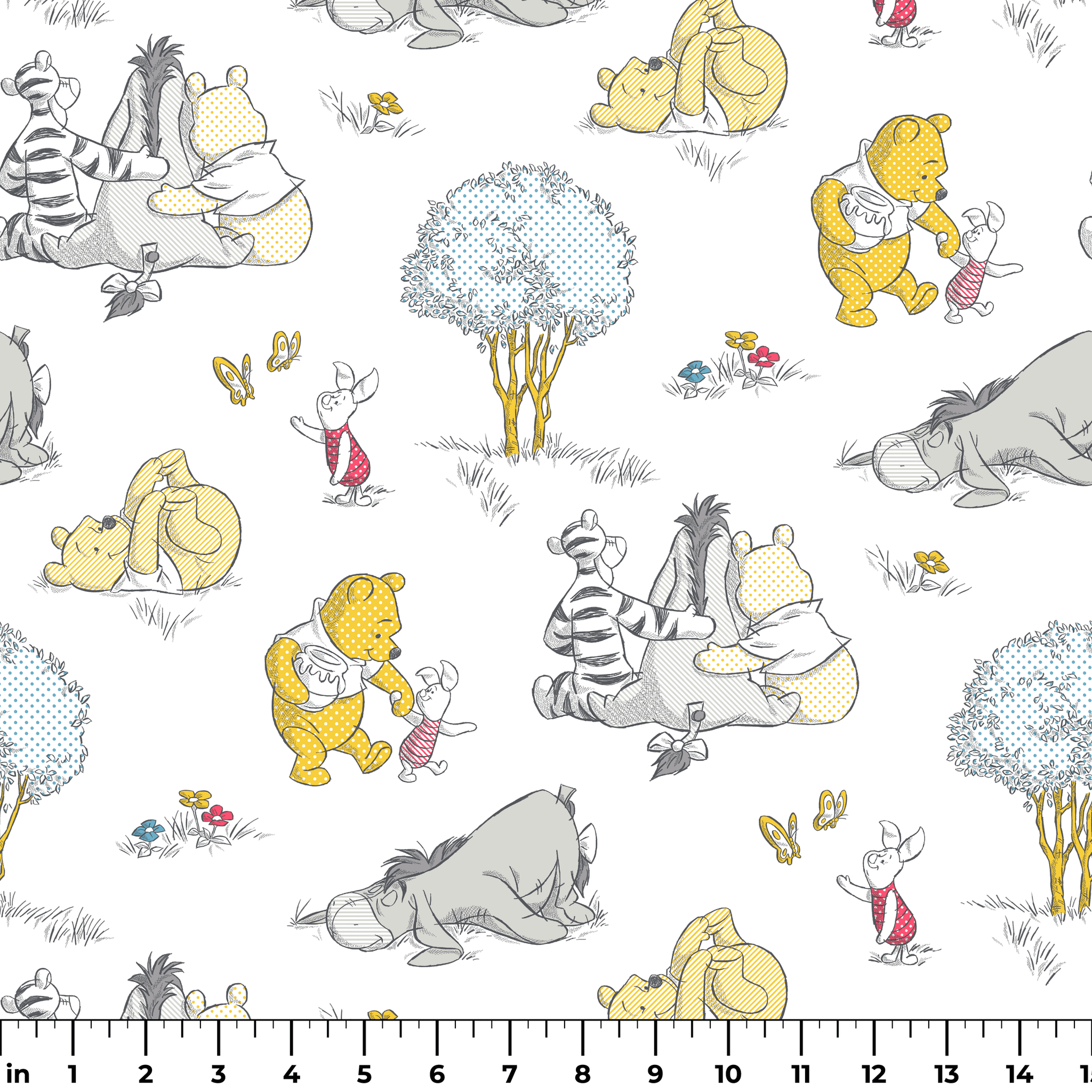 (2 pack) (2 pack) Springs Creative Disney Winnie the Pooh Together-ish 1 Yard Precut Cotton Fabric
