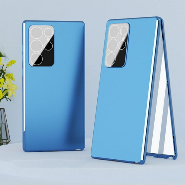 Coque de téléphone magnétique Double Face Verre Trempé Protection Cover  Pour Samsung Galaxy S22 Ultra