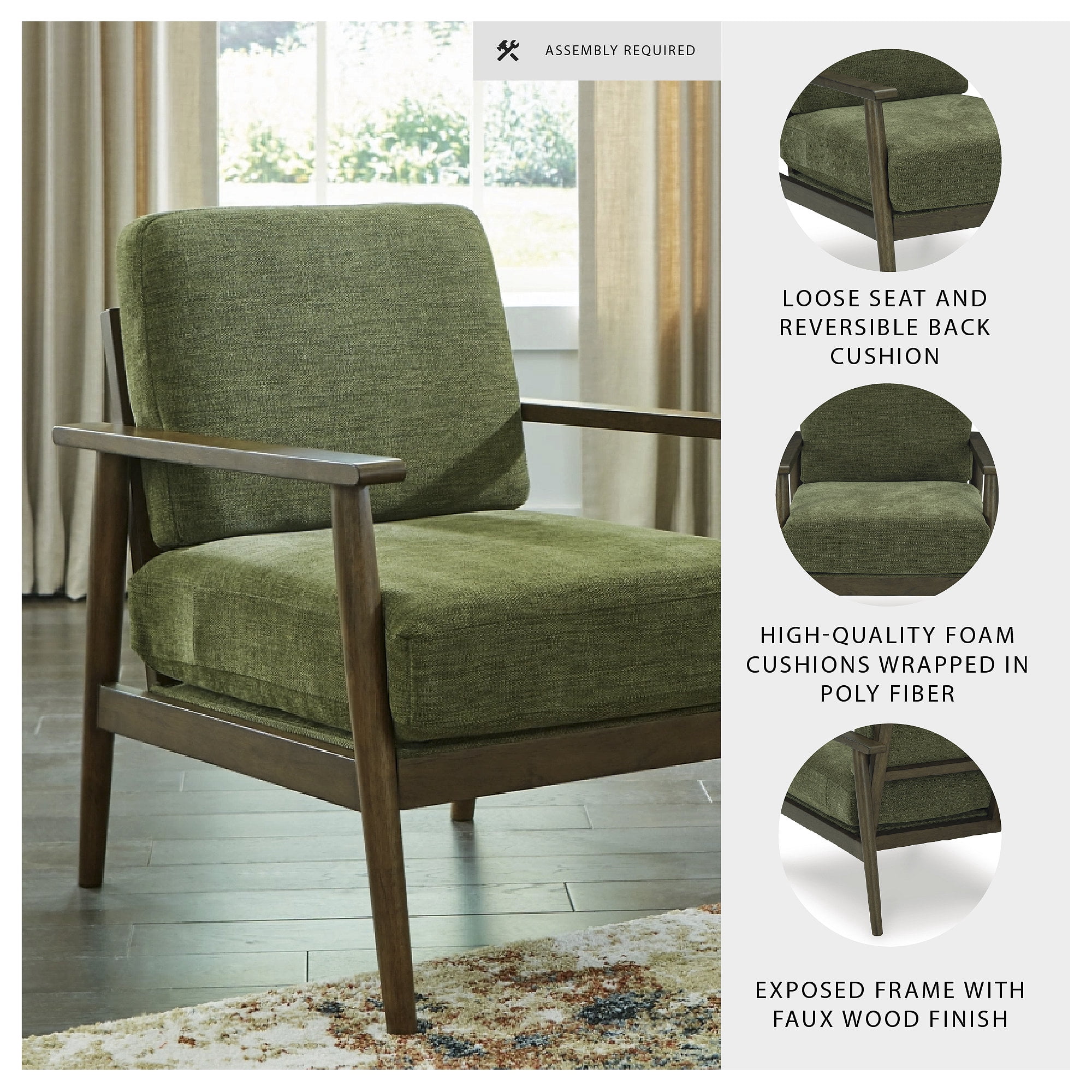 Signature Design by Ashley Bixler Olive Green Mid-Century Modern Accent Chair
