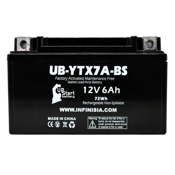 UpStart Battery UB-YTX7A-BS for Tao Tao 50CC Scooter Battery - 12V 6AH Compatible with Kymco People 150 150CC Scooter Battery, Gas GY6 125CC, 12V Motorcycle Moped, Generator Batteries, ATV AGM SLA