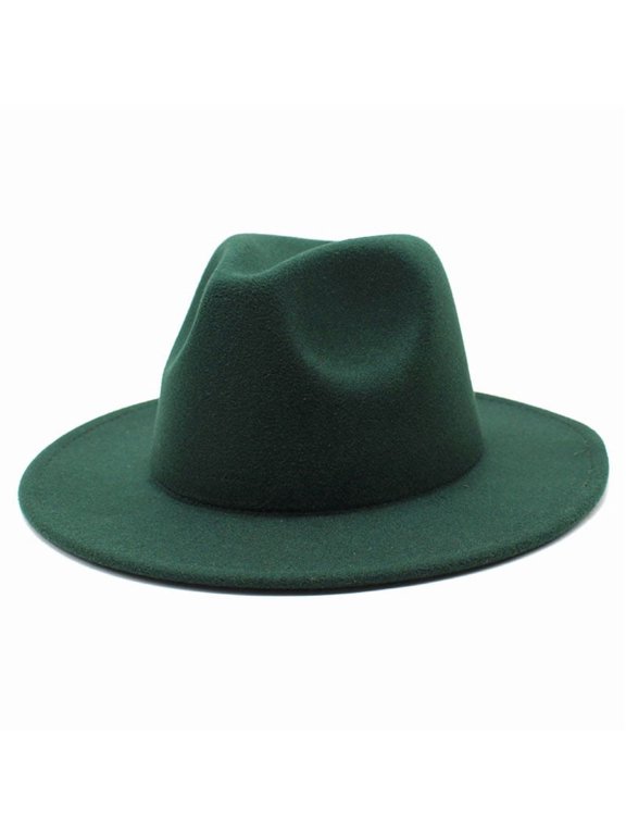 Single-color plain hat, simple fedora, flat brim, wide brim jazz hat