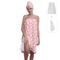 thumbnail image 2 of Colevkie Women 2 Pieces Bath Wrap Set Shower Skirt & Hair Drying Cap Soft Absorbent Adjustable Beach Towel Shower Cap Quick Drying Portable for Bathroom Travel Printed Pink Cute Pattern, 2 of 8