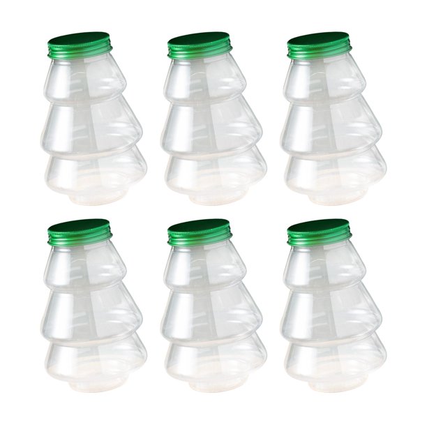 6 Tarros de Caramelos, Contenedores de Almacenamiento Grandes Herméticos Transparentes, Adornos Navideños con Tapa para Mostrador de Cocina, Vacacione Verde BLESIY tarro de caramelo