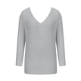 thumbnail image 4 of JUNWELL BLVB Women‘s Trendy Pullover Sweaters Casual Long Sleeve V Neck Knot Back Ribbed Knit 2024 Fall Sweater Jumper Tops, 4 of 6