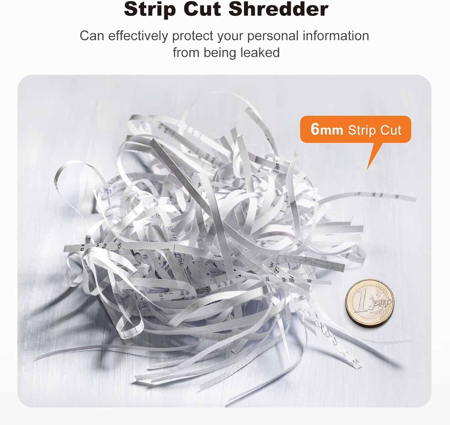 Bonsaii 6-Sheet Strip Cut Paper Shredder with 2.4 Gallon Bin photo 5