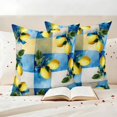 thumbnail image 3 of Outdoor Pillow Covers Summer Fruits Lemons Waterproof Pillow Cases 18x18 Set of 2, Lemon on White Blue Plaid Throw Pillow Cover Pillowcase for Patio Balcony Couch Garden, 3 of 9