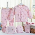 thumbnail image 2 of Caqnni Preemie Baby Boy Girl Baby Boy s 5-Piece Cotton Bodysuits Pants Set Unisex Baby Gift Sets Fits to 0-3 Month Gifts Set, 2 of 8