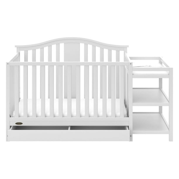 Graco Solano 4in1 Convertible Crib and Changer with Drawer, White
