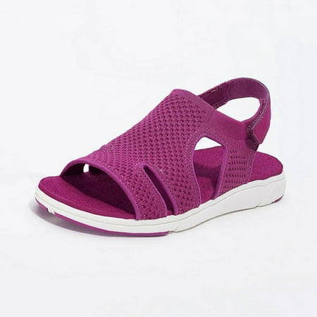 

Women Summer Open Toe Sandals Knitting Surface Breathable Shoes Platform Beach Sandals Hook & Loop Closure for Daily New