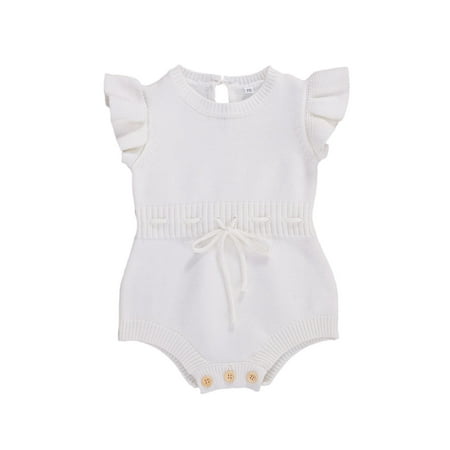 

Douhoow Newborn Baby Girl Knitted Bodysuit Tops Infant Ruffles Sleeveless Playsuit Jumpsuit
