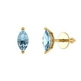 thumbnail image 2 of 1.0 Ct Marquise Cut Studs Blue Natural Aquamarine 14K Yellow Solid Solid Gold Everyday Dainty Earrings Screw Back, 2 of 7