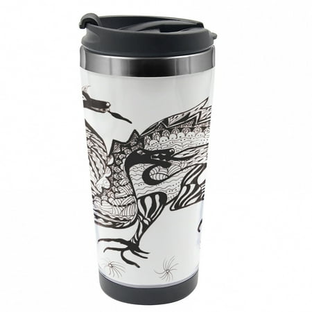 

Dragon Travel Mug 3 Headed Wild Character Steel Thermal Cup 16 oz by Ambesonne