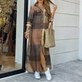 thumbnail image 3 of Femmes 3/4 Roll Up Manches Bouton vers le Bas Chemise Robe Casual Floral Print Maxi Robes en Vrac Robe, 3 of 3