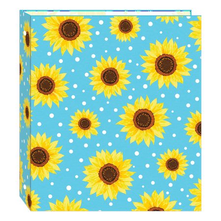 Class Act Hardcover 1.5-inch, 3-Ring Paper Binder, Blue and Yellow Sunflowers