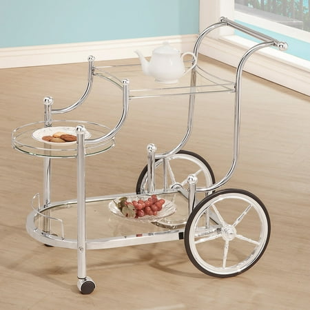 - Coaster Bar and Serving Cart, Silver