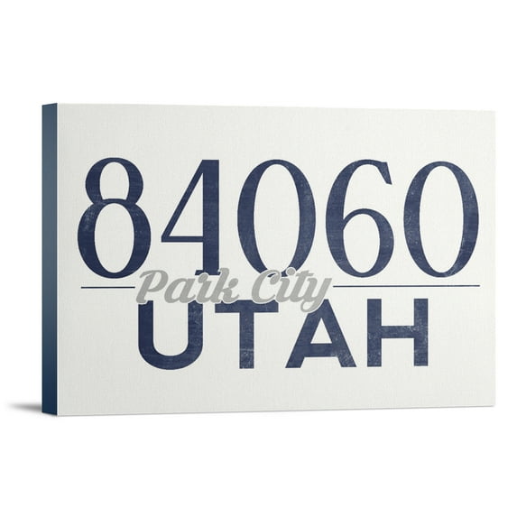 Park City, Utah, 84060 Zip Code (Blue), (12x18 Wrapped Canvas, Wall Decor, Artwork)